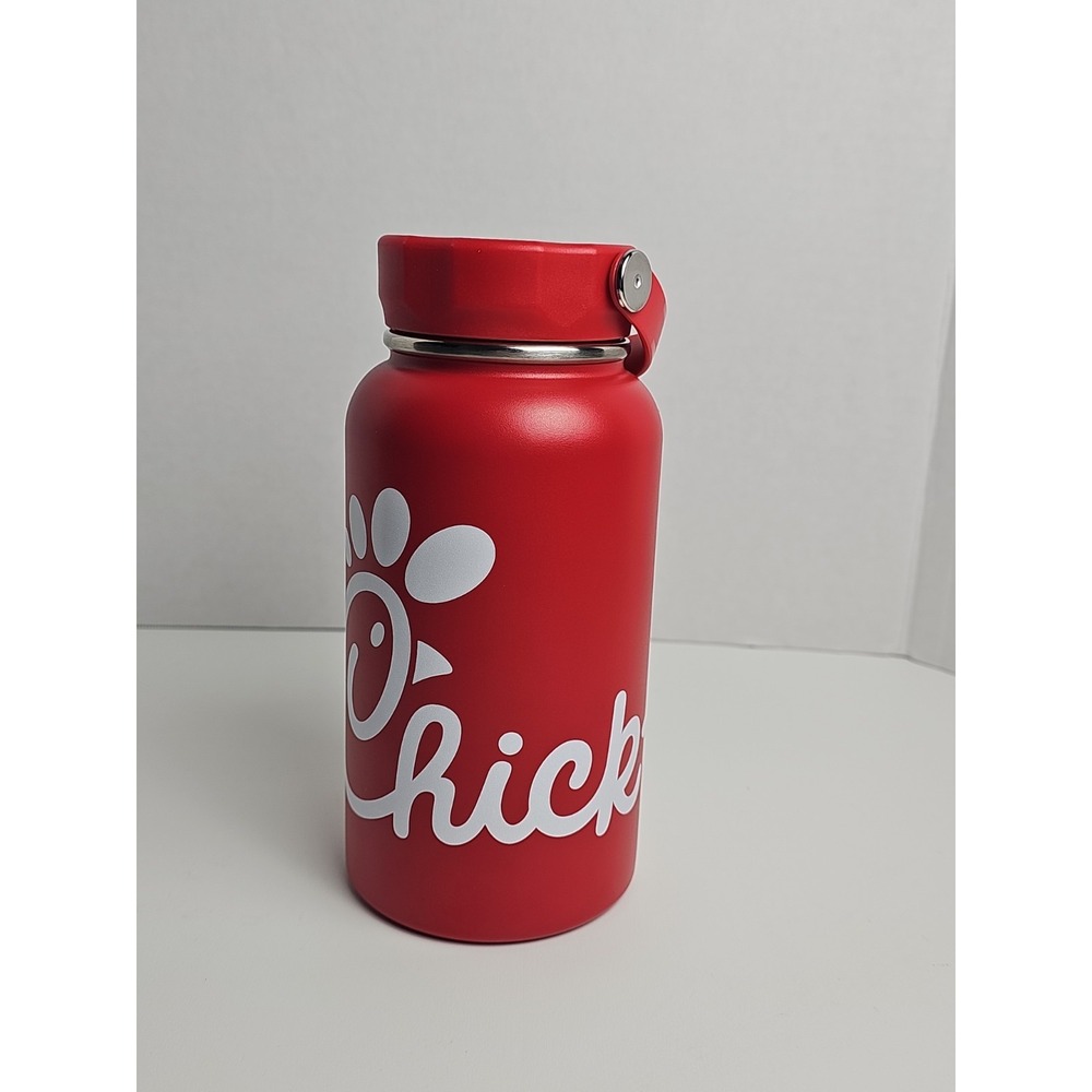 Chick-fil-A Water Bottle 33oz Red Stainless Steel Wide Mouth Cold Non-Carbonated